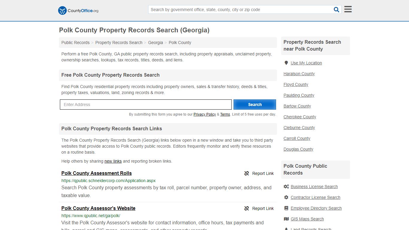 Property Records Search - Polk County, GA (Assessments ...