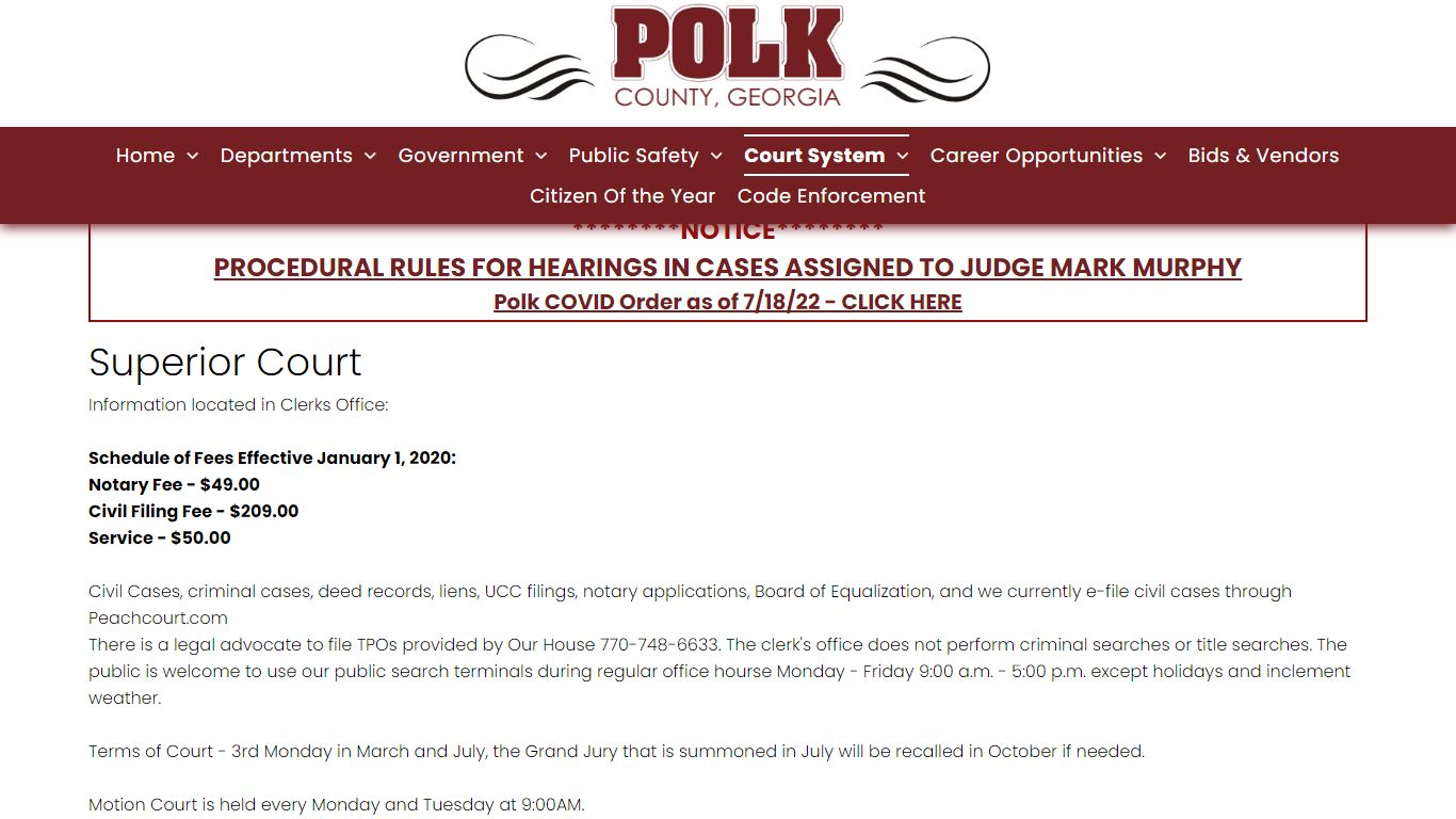 Superior Court - Welcome to Polk